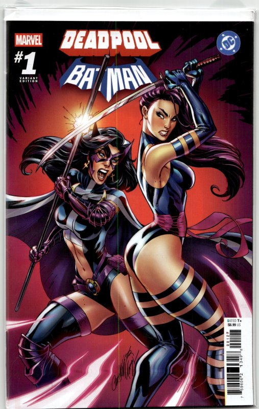 Marvel/DC: Deadpool/Batman J. Scott Campbell Psylocke / Huntress Cover (2025) (2025), raw, ungraded comic book — front cover