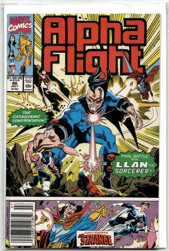 Alpha Flight #86 (Marvel Comics, 1990), raw, ungraded comic book — front cover