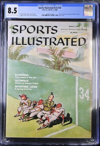Sports Illustrated March #7 (1960), CGC 8.5 graded comic book, Universal Blue label — front cover in its holder