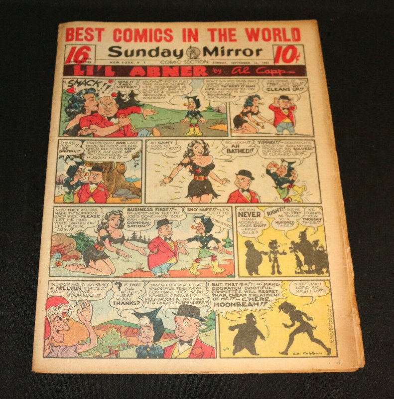 1951 Sunday Mirror Weekly Comic Section September 16th (Fine) Superman Lil Abner (1951), raw, ungraded comic book — front cover