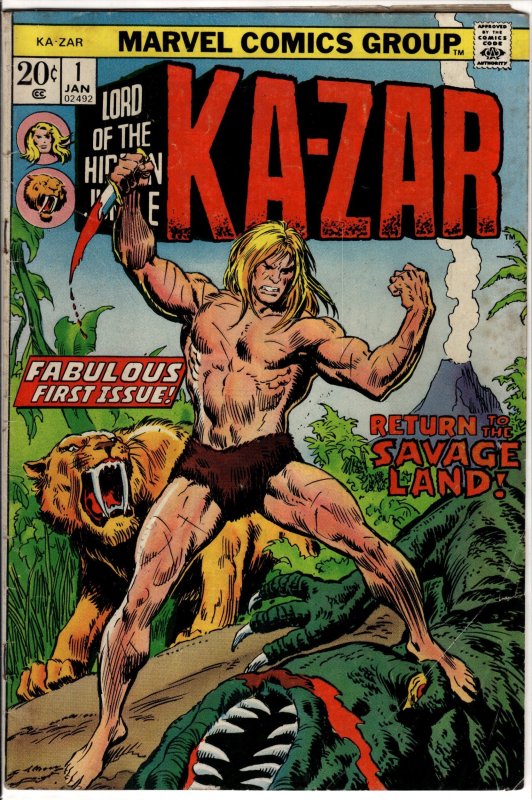 Ka-Zar #1 (Marvel Comics, 1974), raw, ungraded comic book — front cover