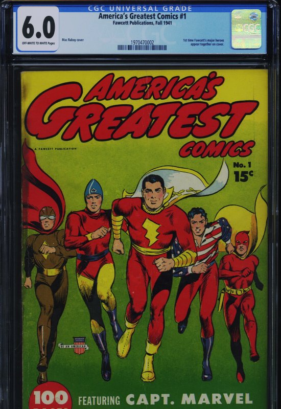America's Greatest Comics #1 - 6.0, OW-W - 100 Pages - Fawcett - Golden Age (Fawcett Publications), raw comic book in 6.0 condition — front cover
