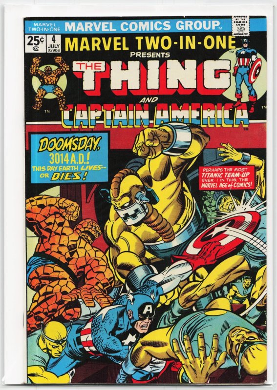Marvel Two-in-One #4 (Marvel Comics, 1974), raw, ungraded comic book — front cover