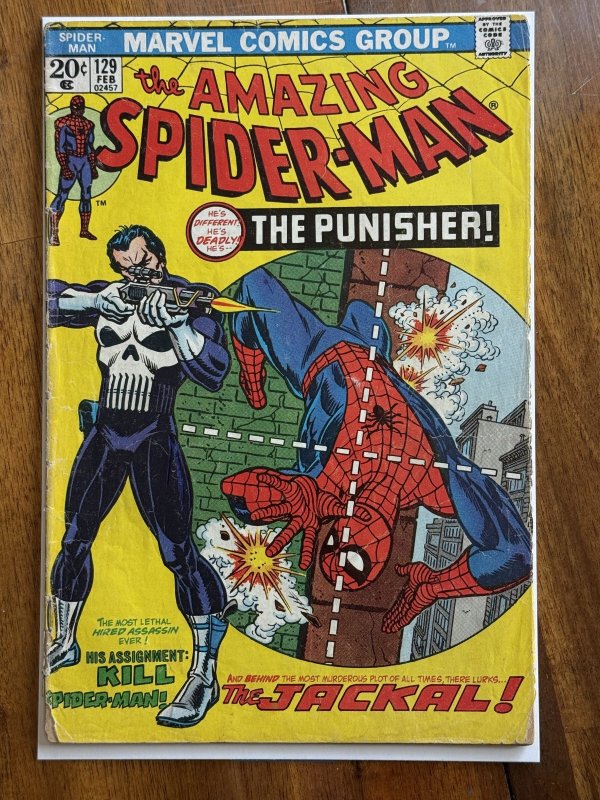 The Amazing Spider-Man #129 (Marvel Comics, 1974), raw comic book in VG- 3.5 condition — front cover