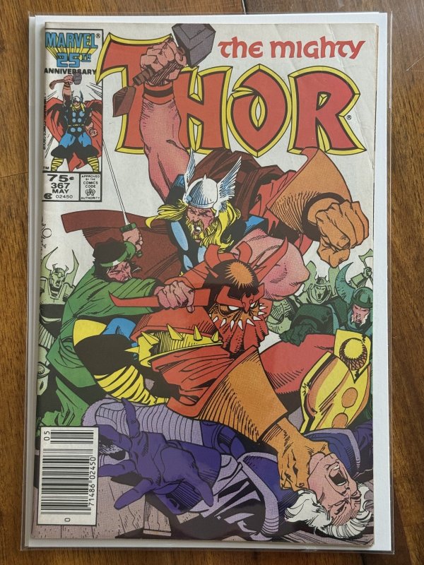 The Mighty Thor #367 (Marvel Comics, 1986), raw comic book in FN 6.0 condition — front cover