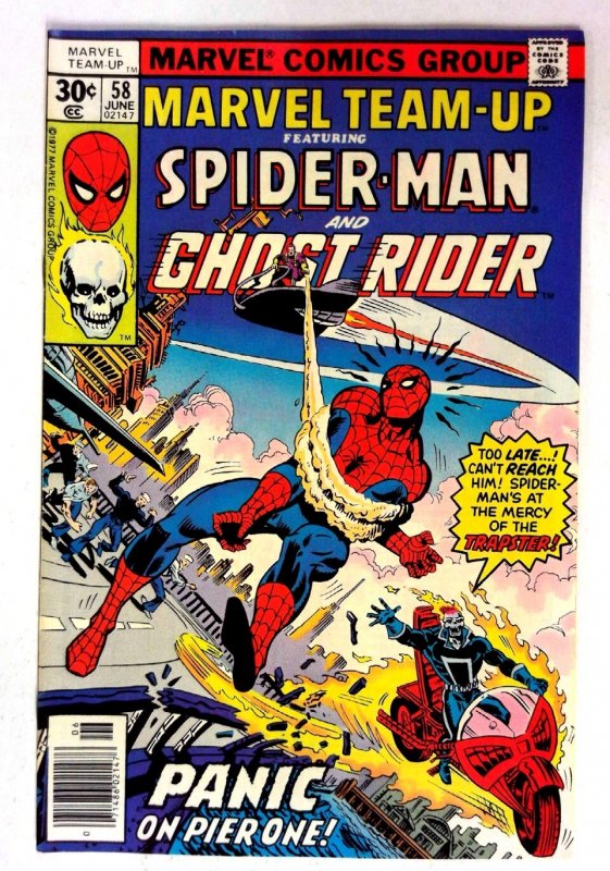 Marvel Team-Up #58 (Marvel Comics, 1977), raw comic book in VF/NM condition — front cover