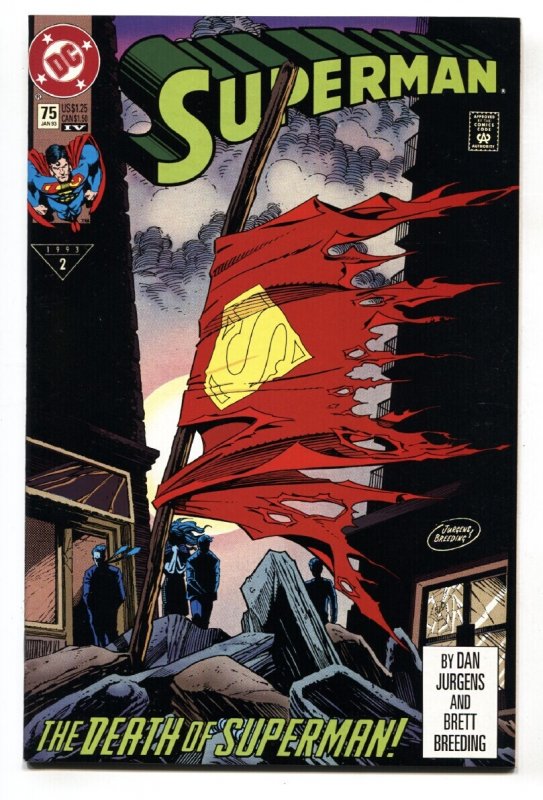 Superman-4th Print #75 (DC Comics, 1993), raw comic book in NM- condition — front cover