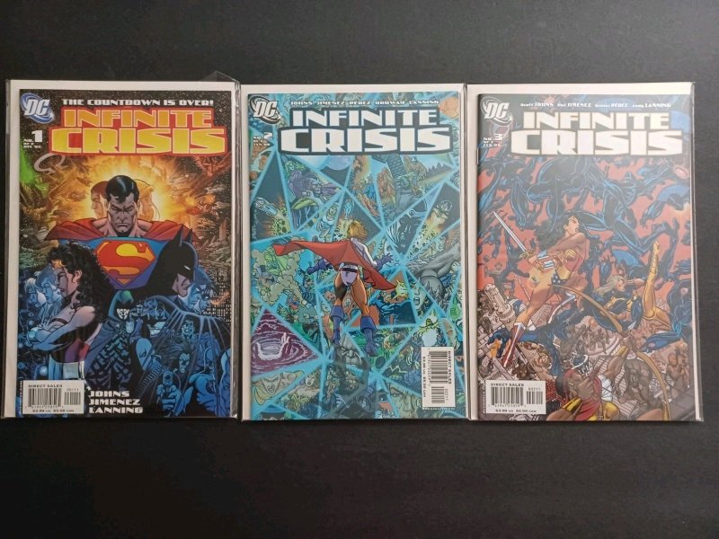 Infinite Crisis #1-7 George Perez Set Complete Mini Series - Justice League - NM (DC Comics, 2006), raw comic book in NM condition — front cover