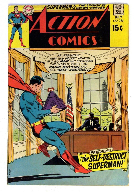 Action Comics #390 (DC Comics, 1970), raw comic book in VG- condition — front cover