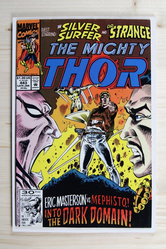 The Mighty Thor #443 (Marvel Comics, 1992), raw comic book in VF/NM 9.0 condition — front cover