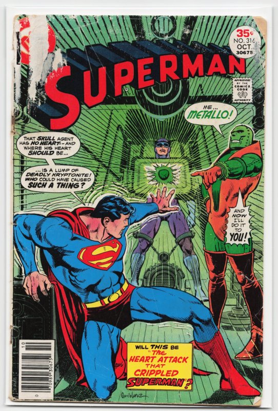 Superman #316 (DC Comics, 1977), raw, ungraded comic book — front cover