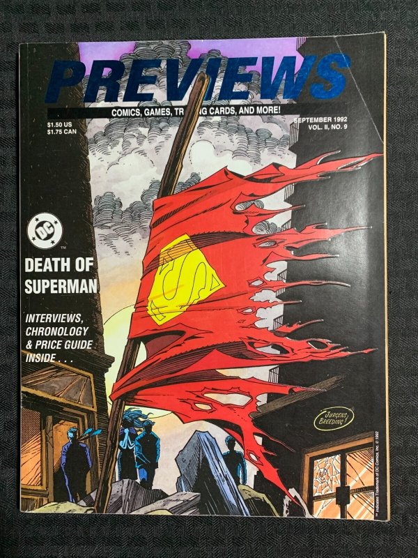 1992 Sept Previews Magazine #9 (1992), raw comic book in FN- 5.5 condition — front cover