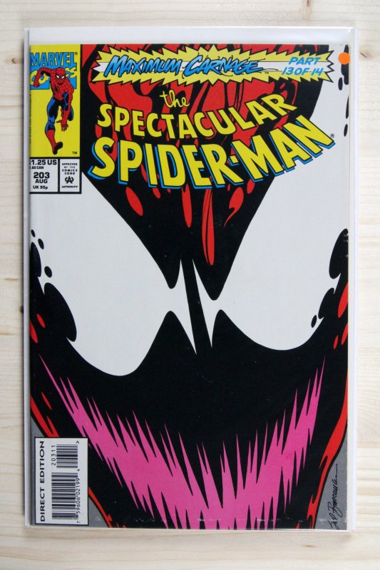 The Spectacular Spider-Man #203 (Marvel Comics, 1993), raw comic book in NM- 9.2 condition — front cover