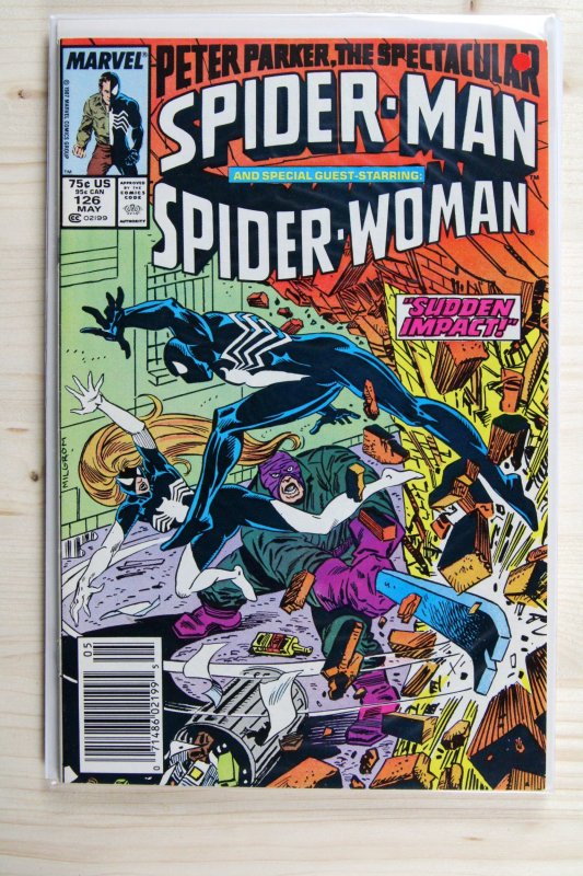Peter Parker, the Spectacular Spider-Man #126 (Marvel Comics, 1987), raw comic book in VF/NM 9.0 condition — front cover