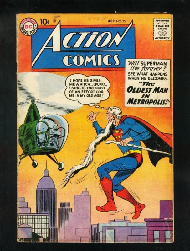 Action Comics #251 (DC Comics, 1959), raw comic book in VG- condition — front cover