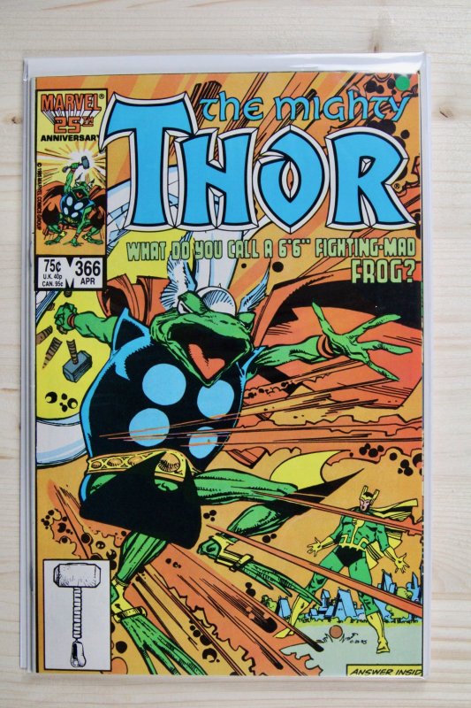 The Mighty Thor #366 (Marvel Comics, 1986), raw comic book in VF/NM 9.0 condition — front cover