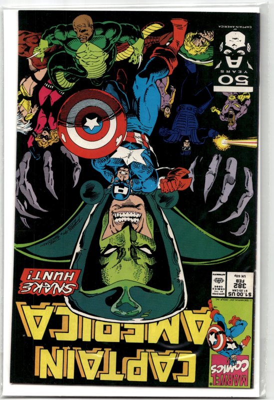 Captain America #382 (Marvel Comics, 1991), raw, ungraded comic book — front cover