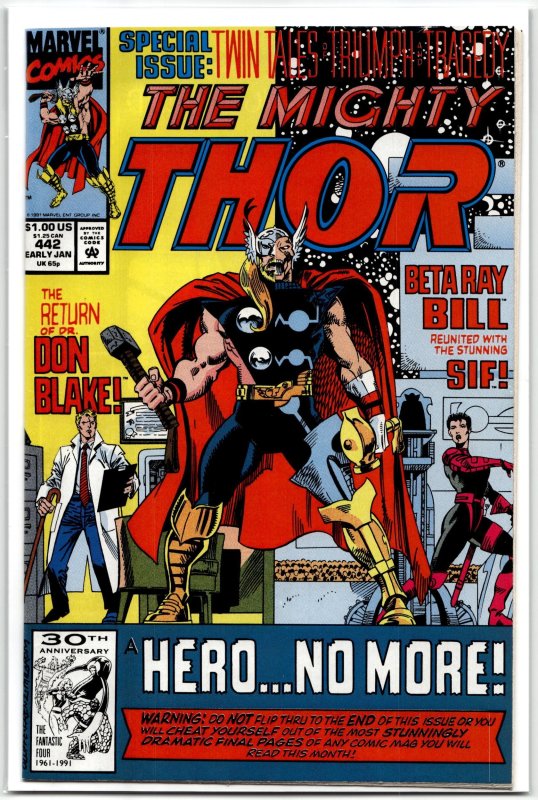 The Mighty Thor #442 (Marvel Comics, 1992), raw, ungraded comic book — front cover