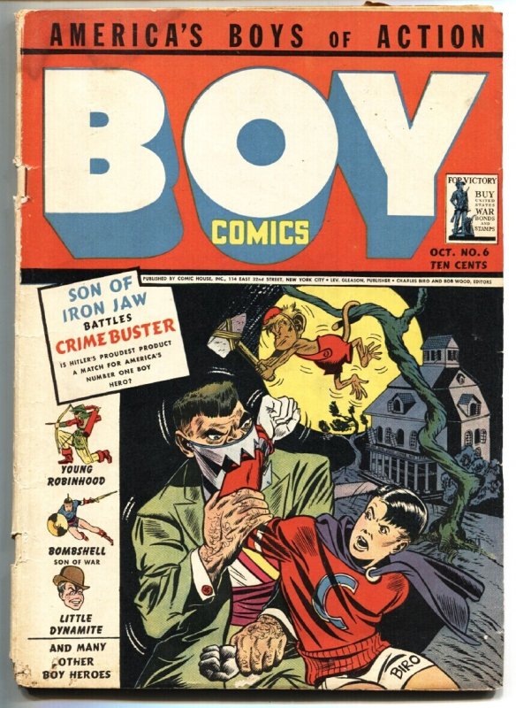 Boy #6 (Lev Gleason Publications, 1942), raw comic book in VG- condition — front cover