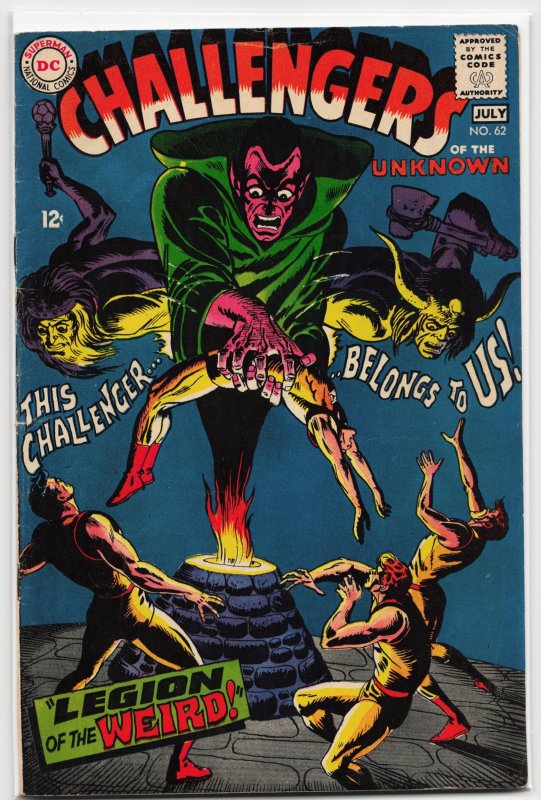 Challengers of the Unknown #62 (DC Comics, 1968), raw, ungraded comic book — front cover