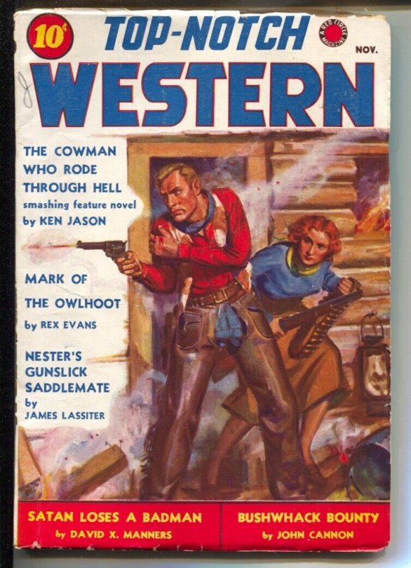 Top-Notch Western 11/1938-J W Scott GGA Cover-western Pulp Thrills-creamy Pag..., raw, ungraded comic book — front cover