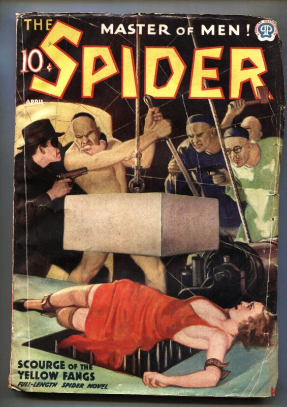 Pulp: Spider 4/1937-Popular Pubs-John HOWITT-weird Menace-HERO PULP-vg (Popular Publications, 1937), raw, ungraded comic book — front cover