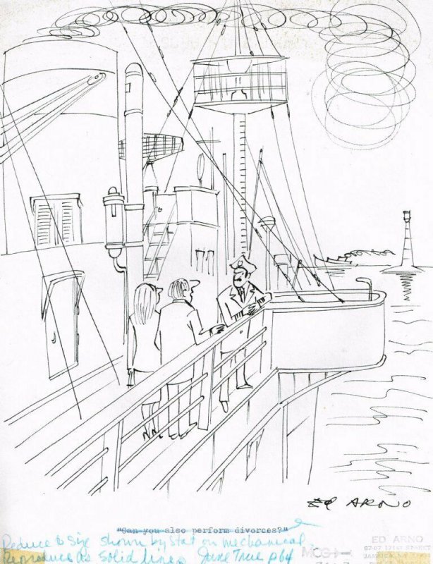 Couple on Ship Art by Ed Arno, raw, ungraded comic book — front cover