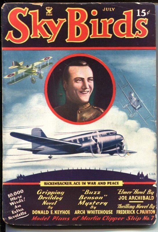 Pulp: SKY Birds -July 1935 - Buzz Benson Hero Pulp - Captain Eddie Rickenbac... (1935), raw, ungraded comic book — front cover