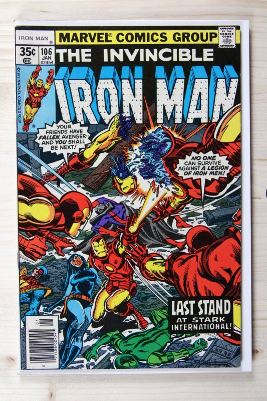 The Invincible Iron Man #106 (Marvel Comics, 1978), raw comic book in FN 6.0 condition — front cover