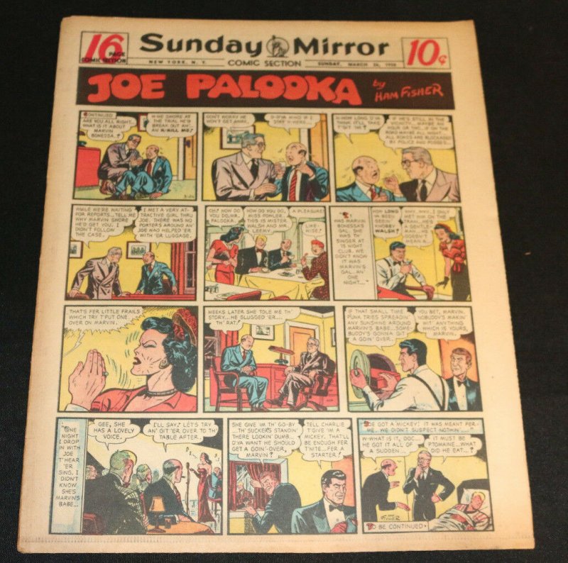 1950 Sunday Mirror Weekly Comic Section March 26tth (Fine-) Superman with Babe (1950), raw, ungraded comic book — front cover