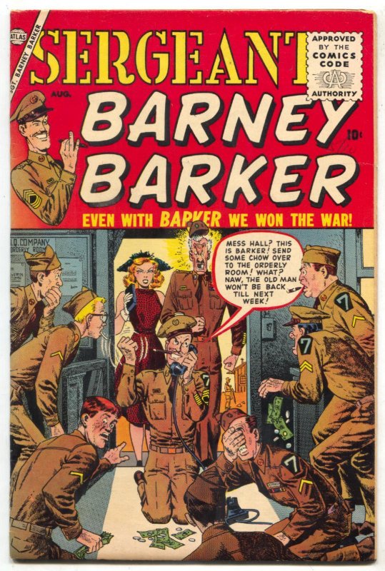 Sergeant Barney Barker #1 (Atlas Comics, 1956), raw comic book in VF condition — front cover