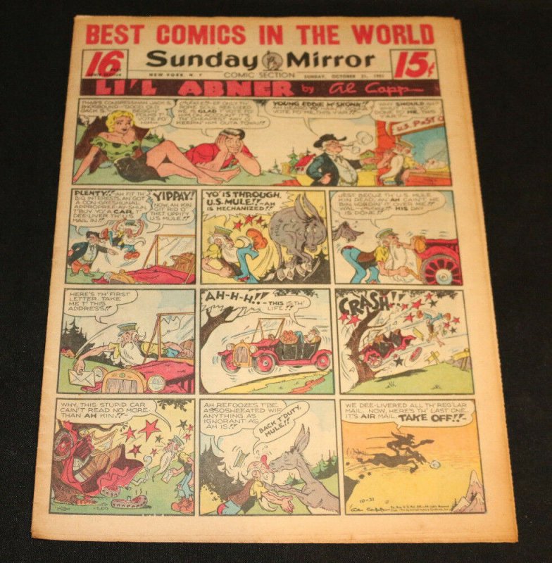 1951 Sunday Mirror Weekly Comic Section October 21st (VF) a Lot of Superman (1951), raw comic book in VF condition — front cover