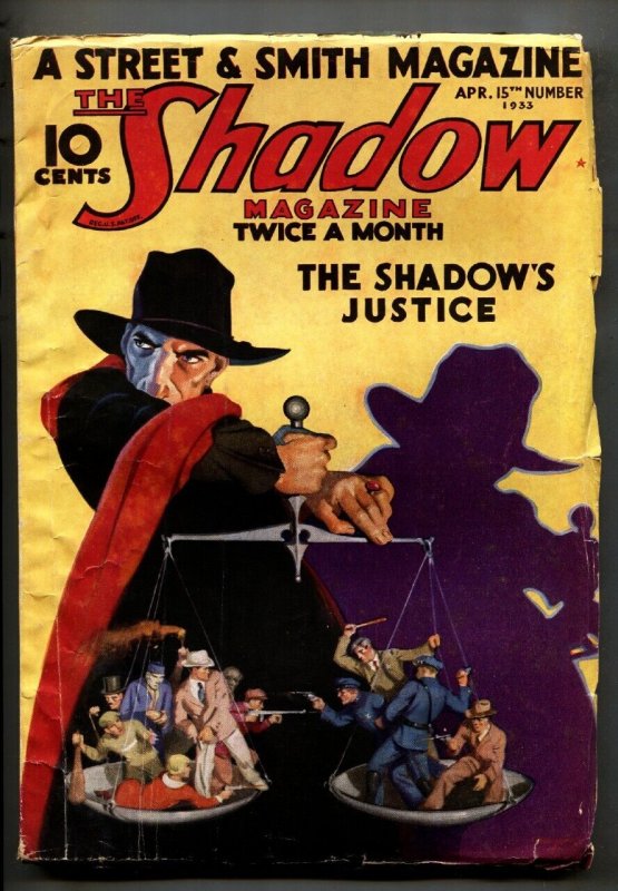 SHADOW--4/15/1933--Rare Pulp Magazine--WALTER Gibson--Vg, raw comic book in VG condition — front cover