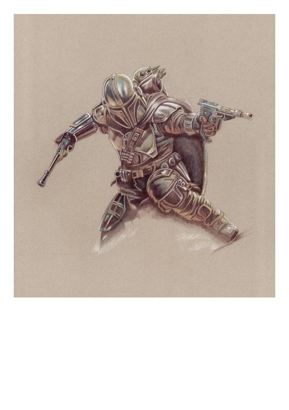 Mandalorian & Grogu, High-quality A4 Lithograph.SIgned by Artist: Miguel Alfaro, raw, ungraded comic book — front cover