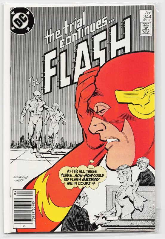 The Flash #344 (DC Comics, 1985), raw, ungraded comic book — front cover