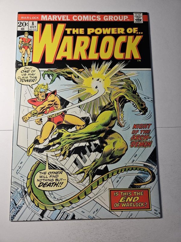 Warlock #8 (Marvel Comics, 1973), raw comic book in VF condition — front cover