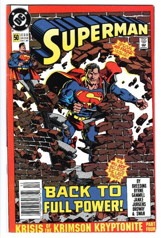 Superman #50 - 1990 - DC - Vf/nm - Comic Book (DC Comics, 1990), raw comic book in VF/NM condition — front cover