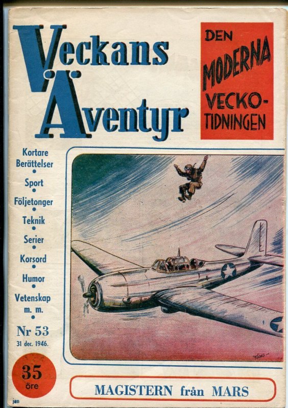 Veckans Aventyr Vol. 7 #53 (1946), raw comic book in VF condition — front cover
