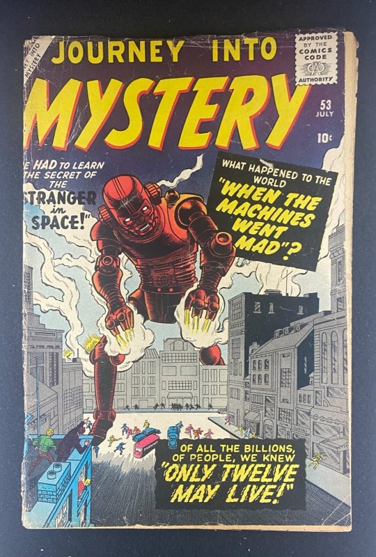 Journey into Mystery #53 (Marvel Comics, 1952), raw comic book in GD+ 2.5 condition — front cover