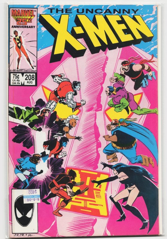 The Uncanny X-Men #208 (Marvel Comics, 1986), raw, ungraded comic book — front cover