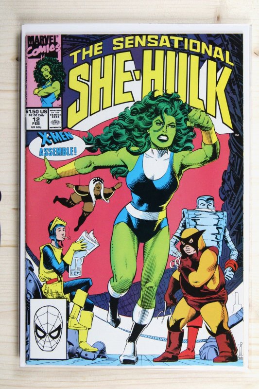 The Sensational She-Hulk #12 (Marvel Comics, 1990), raw comic book in VF/NM 9.0 condition — front cover