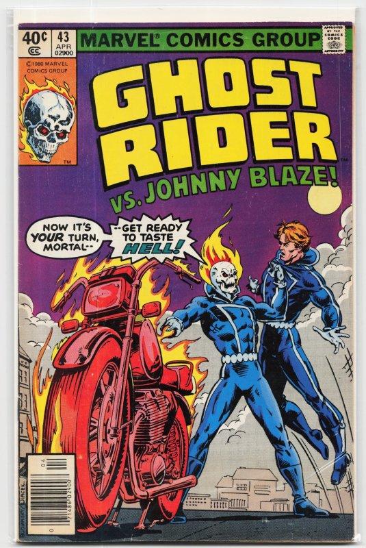 Ghost Rider #43 (Marvel Comics, 1980), raw, ungraded comic book — front cover