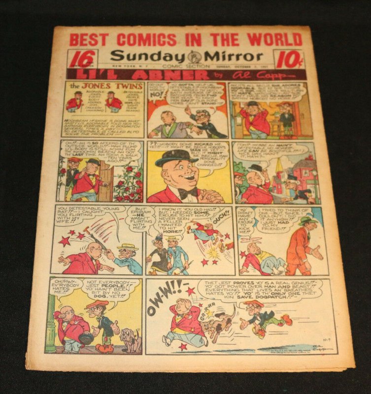 1951 Sunday Mirror Weekly Comic Section October 7th (Fine) Superman Wayne Boring (1951), raw, ungraded comic book — front cover