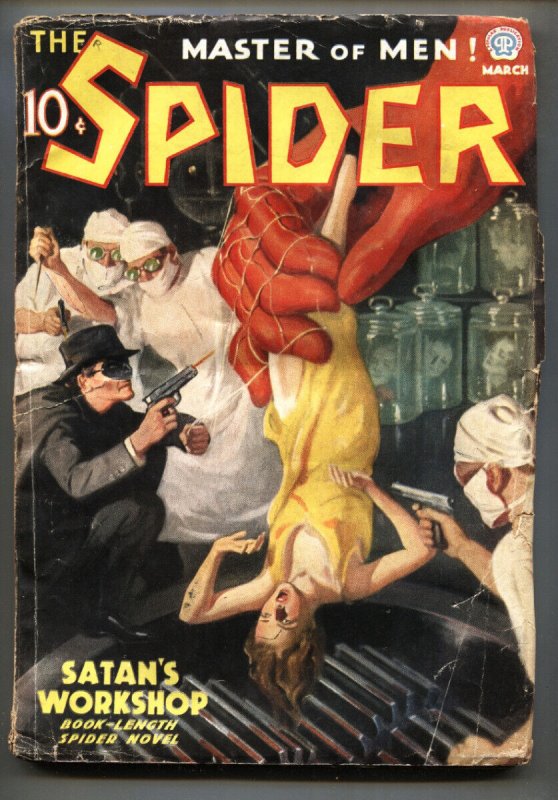 Spider 3/1937-Popular Pubs-John Howitt-Satan's Workshop-Hero PULP-vg (Popular Publications, 1937), raw, ungraded comic book — front cover