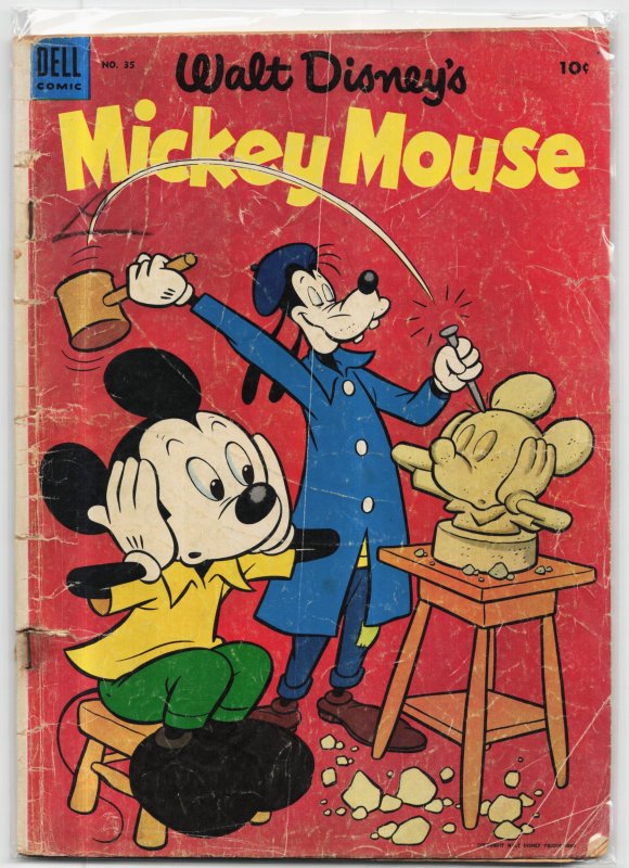 Mickey Mouse #35 (Dell, 1954), raw, ungraded comic book — front cover