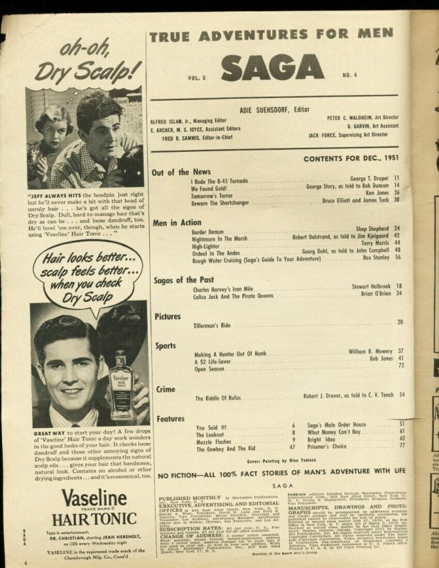 Mag: Saga 1951 Dec-Pin-Ups/shortchanger Scams/rafting Fr (1951), raw comic book in FR condition — front cover