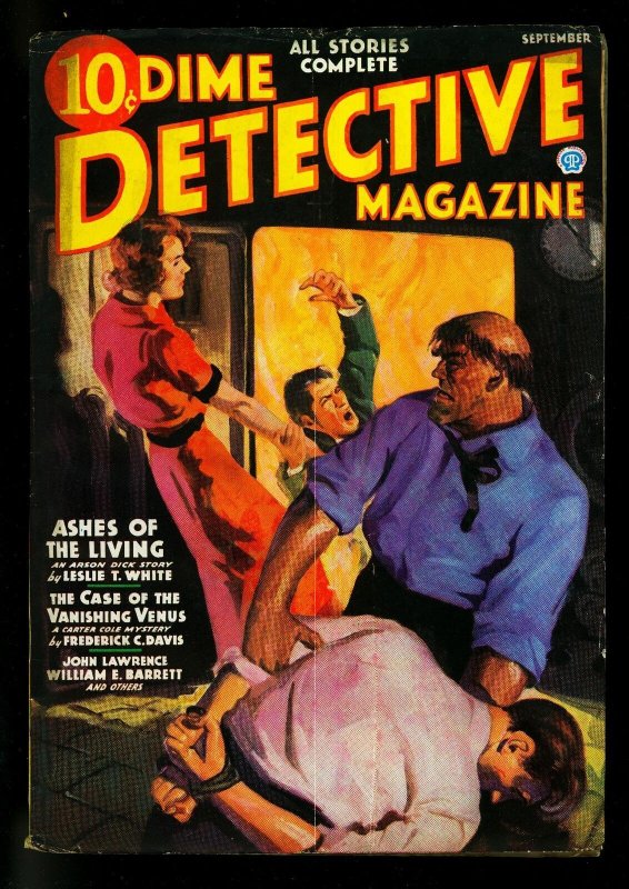 Pulp: Dime Detective September 1936- Singer Cover- Frederick C Davis- VG+ (Popular Publications, 1936), raw comic book in VG+ condition — front cover