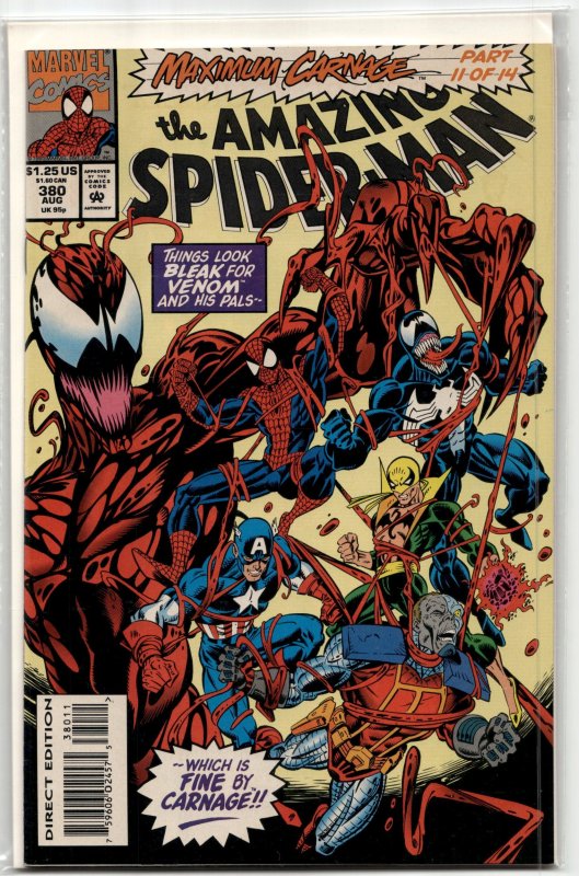 The Amazing Spider-Man #380 (Marvel Comics, 1993), raw, ungraded comic book — front cover