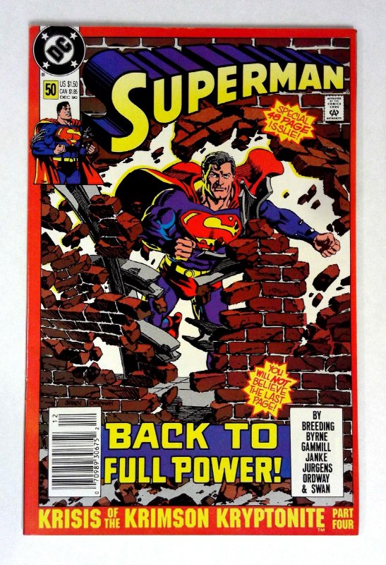 Superman #50 (DC Comics, 1990), raw comic book in NM- condition — front cover