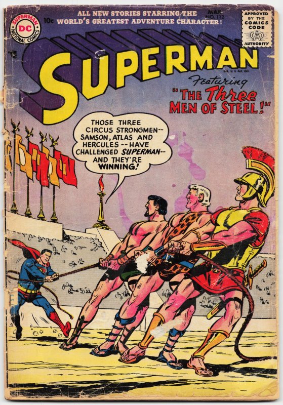 Superman #112 (DC Comics, 1957), raw, ungraded comic book — front cover